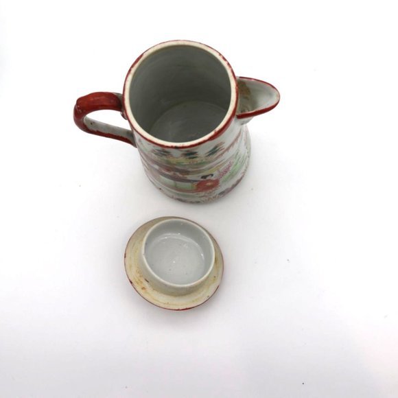 Antique Hand Painted Porcelain Japanese Teapot Circa 1900s Unmarked Geisha Lands - Picture 6 of 10